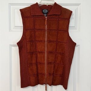 Vintage Designers Studio Originals Patchwork Leather Sweater Vest Petite Large